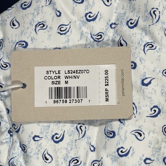 Peter Millar Vest Womens Medium White Navy Paisley Hybrid Fuse Elite Full Zip - Picture 6 of 10